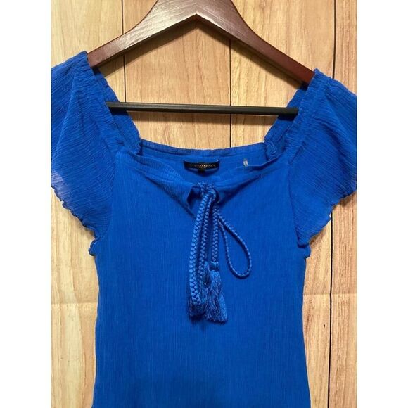 KOBI HALPERIN L Darcie Mini Dress cobalt Blue Silk blend Flowy Boho Chic - Picture 5 of 10